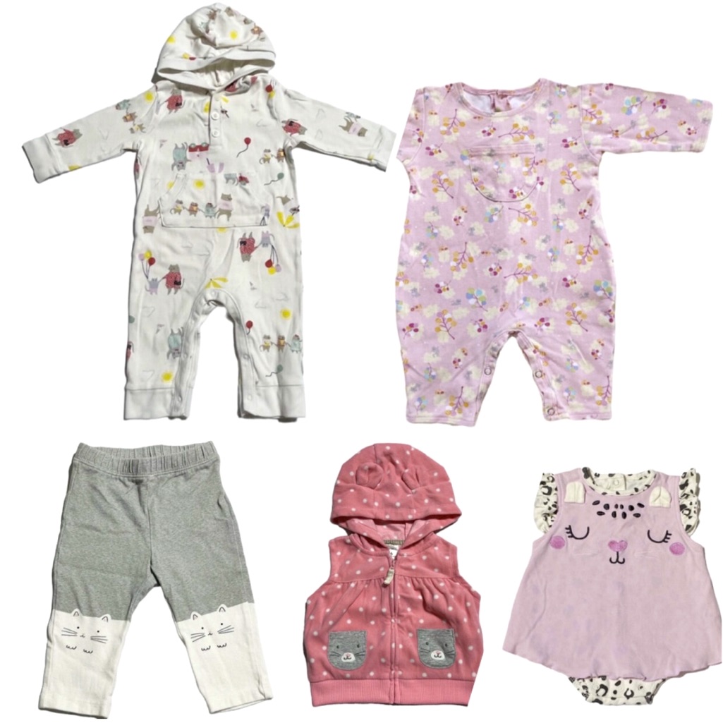 Mixed Brand Baby Girl 5 Piece Cat/Kitty Bundle 0-6 Months